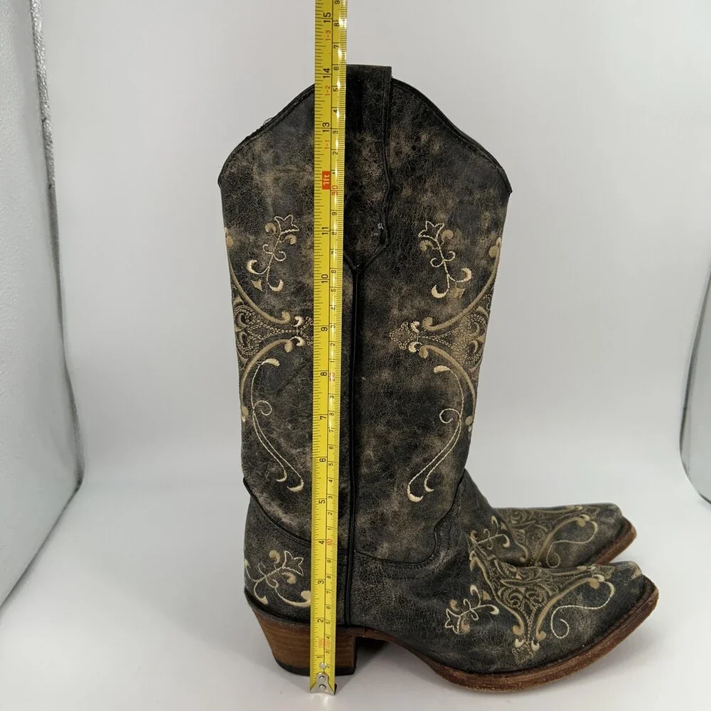 Circle G Boots Womens Size 7.5 L5048 Embroidered Crackle Western Cowgirl Leather